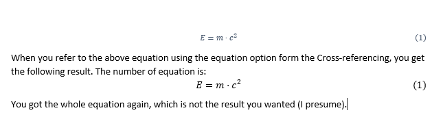 Equation referencing bad
